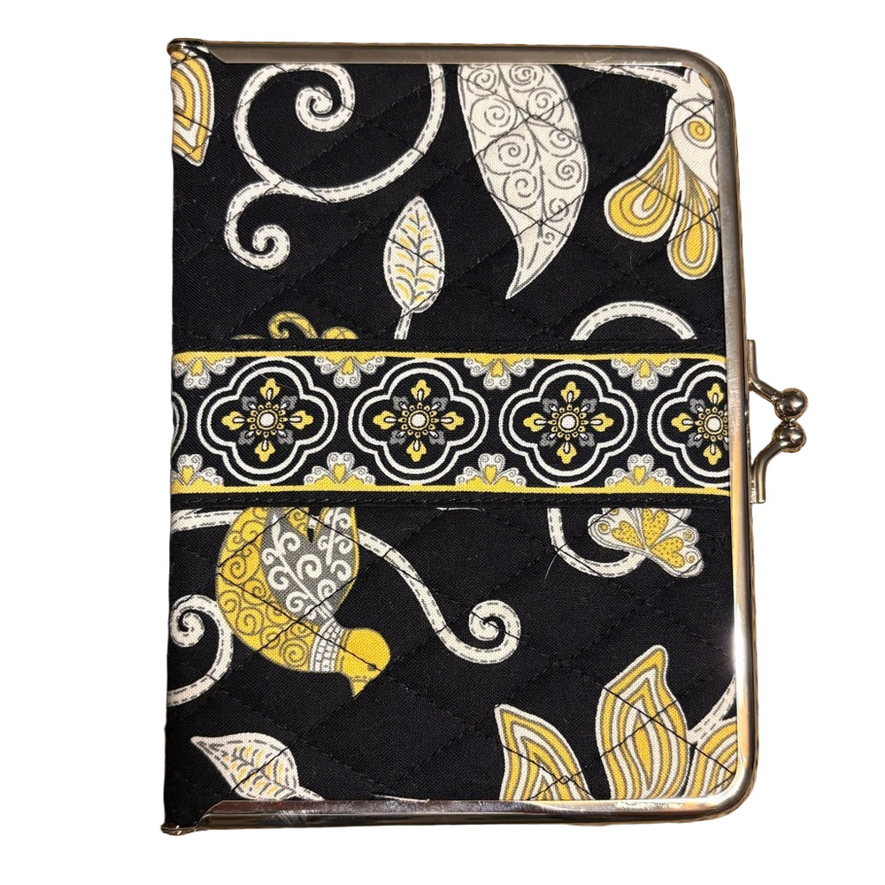 💛 Vera Bradley Hugs N Kisses Photo Album Picture Holder Yellow Black Floral NWT